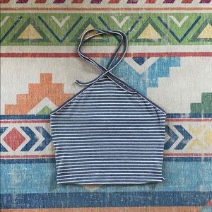 CUTE LITTLE GREY CRISS CROSS HALTER TOP 🎲